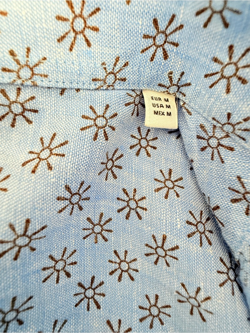 Massimo Dutti Men's Long-Sleeve Linen Shirt Light Blue Floral Size M - Picture 7 of 14